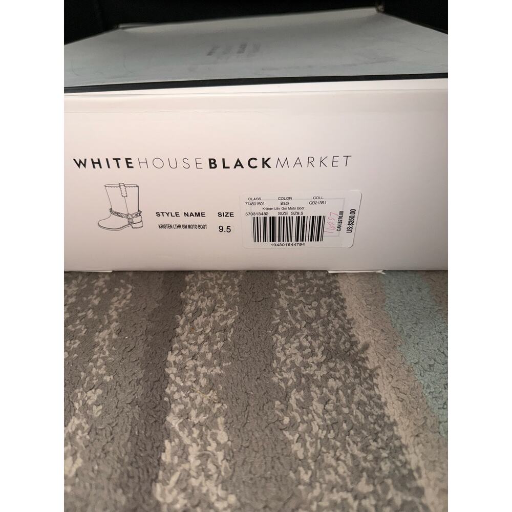 White House Black Market Kristen Leather Moto Rhinestone Boots NEW  9.5 - Picture 4 of 9